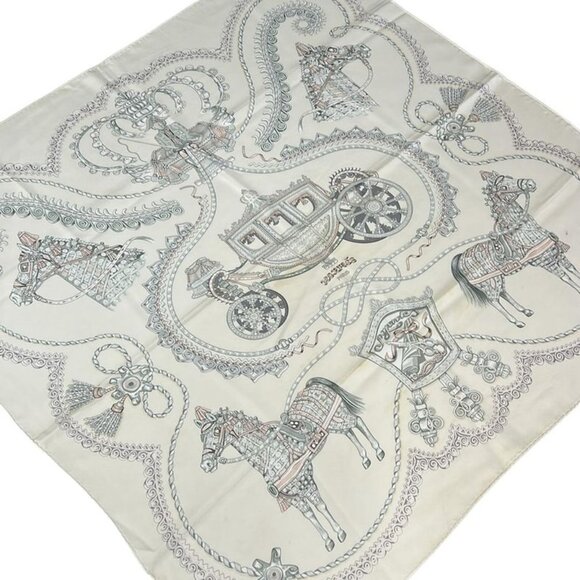 Hermes Accessories - Hermes Scarf Carre 90 White Dark Green Multi